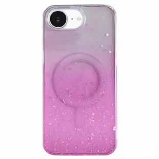 For iPhone 16e Glitter MagSafe Hybrid Clear TPU Phone Case(Pink)
