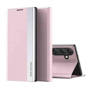 For Samsung Galaxy M34 5G Side Electroplated Adsorption Leather Phone Case(Pink)