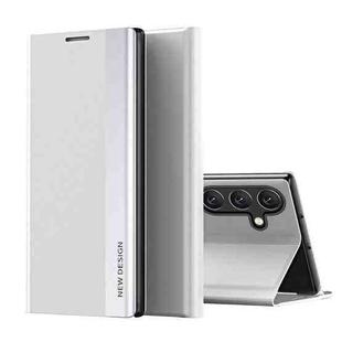 For Samsung Galaxy A15 Side Electroplated Adsorption Leather Phone Case(White)