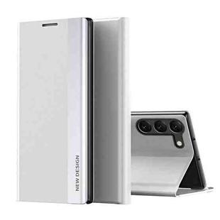 For Samsung Galaxy S24 5G Side Electroplated Adsorption Leather Phone Case(White)