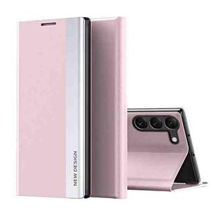 For Samsung Galaxy S24 5G Side Electroplated Adsorption Leather Phone Case(Pink)