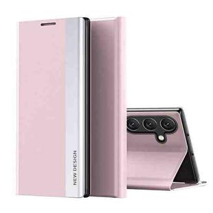 For Samsung Galaxy M55 Side Electroplated Adsorption Leather Phone Case(Pink)