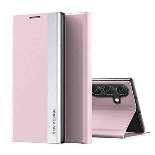 For Samsung Galaxy S25+ 5G Side Electroplated Adsorption Leather Phone Case(Pink)