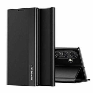 For Samsung Galaxy S25+ 5G Side Electroplated Adsorption Leather Phone Case(Graphite Black)