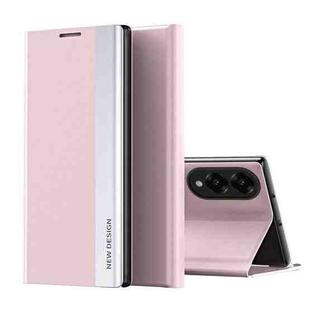 For Samsung Galaxy S25 Edge 5G Side Electroplated Adsorption Leather Phone Case(Pink)