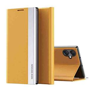 For Samsung Galaxy A07 5G Side Electroplated Adsorption Leather Phone Case(Yellow)