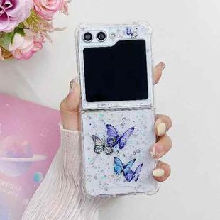 For Samsung Galaxy Z Flip5 Butterfly Glitter TPU Phone Case(Blue)