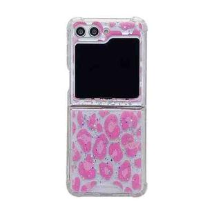 For Samsung Galaxy Z Flip5 Leopard Glitter Sequins TPU Phone Case(Pink)