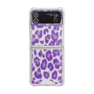 For Samsung Galaxy Z Flip3  Leopard Glitter Sequins TPU Phone Case(Purple)