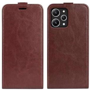 For Xiaomi Redmi 12 R64 Texture Vertical Flip Leather Phone Case(Brown)