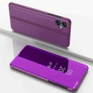 For Samsung Galaxy A06 4G Plated Mirror Horizontal Flip Leather Phone Case with Holder(Purple)