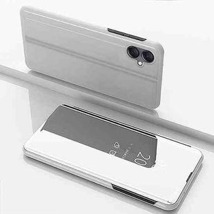 For Samsung Galaxy A06 4G Plated Mirror Horizontal Flip Leather Phone Case with Holder(Silver)
