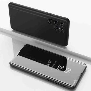 For Samsung Galaxy S25 Ultra 5G Plated Mirror Horizontal Flip Leather Phone Case with Holder(Black)