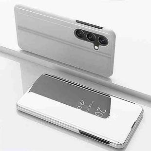 For Samsung Galaxy A26 Plated Mirror Horizontal Flip Leather Phone Case with Holder(Silver)