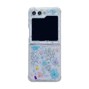 For Samsung Galaxy Z Flip4 Fresh Small Floral Epoxy TPU Phone Case(Blue Flowers 5)