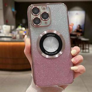For iPhone 11 Pro Max Gradient Glitter Electroplating MagSafe TPU Phone Case(Rose)
