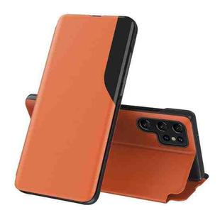 For Samsung Galaxy S24 Ultra 5G Attraction Flip Holder Leather Phone Case(Orange)