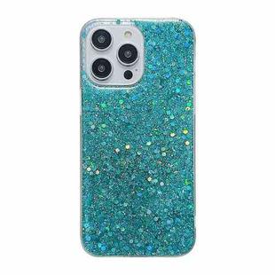 For iPhone 15 Pro Glitter Sequins Epoxy TPU Phone Case(Green)