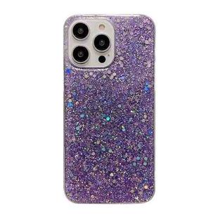 For iPhone 15 Pro Glitter Sequins Epoxy TPU Phone Case(Purple)