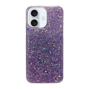 For iPhone 16 Glitter Sequins Epoxy TPU Phone Case(Purple)