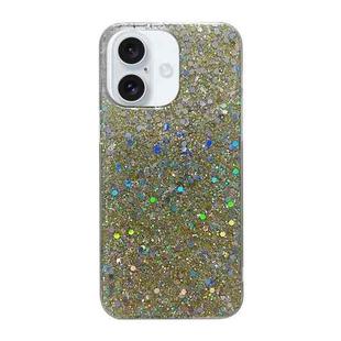 For iPhone 16 Glitter Sequins Epoxy TPU Phone Case(Gold)