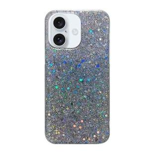 For iPhone 16 Glitter Sequins Epoxy TPU Phone Case(Silvery)