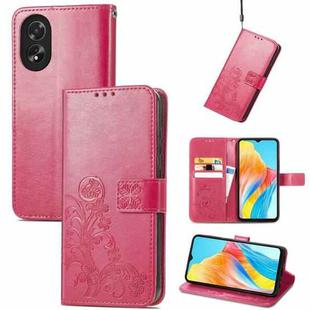 For OPPO Reno10 Global / 10 Pro Global Four-leaf Clasp Embossed Buckle Leather Phone Case(Rose Red)