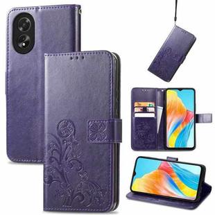 For OPPO Reno10 Global / 10 Pro Global Four-leaf Clasp Embossed Buckle Leather Phone Case(Purple)