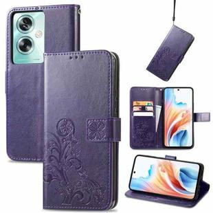 ForOPPO A79 5G / A2 5G Four-leaf Clasp Embossed Buckle Leather Phone Case(Purple)