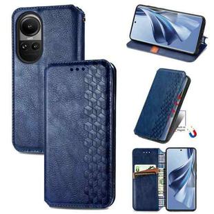 For OPPO Reno10 /10 Pro Global  Cubic Grid Pressed Magnetic Leather Phone Case(Blue)