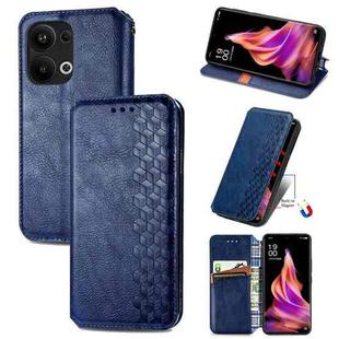 For OPPO Reno9 Pro+ Cubic Grid Pressed Magnetic Leather Phone Case(Blue)