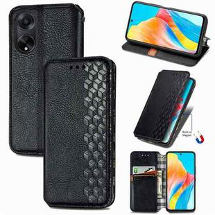 For OPPO A98 Cubic Grid Pressed Magnetic Leather Phone Case(Black)