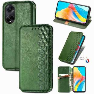 For OPPO A98 Cubic Grid Pressed Magnetic Leather Phone Case(Green)