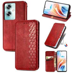 For OPPO A79 5G / A2 5G Cubic Grid Pressed Magnetic Leather Phone Case(Red)