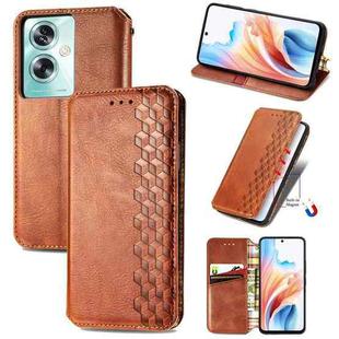 For OPPO A79 5G / A2 5G Cubic Grid Pressed Magnetic Leather Phone Case(Brown)