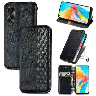 For OPPO A78 4G Cubic Grid Pressed Magnetic Leather Phone Case(Black)