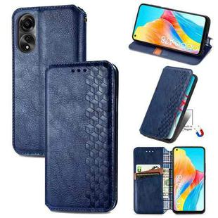 For OPPO A78 4G Cubic Grid Pressed Magnetic Leather Phone Case(Blue)