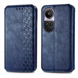 For OPPO Reno10 Pro EU Cubic Grid Pressed Magnetic Leather Phone Case(Blue)