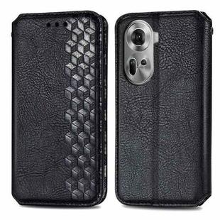 For OPPO Reno11 5G EU Cubic Grid Pressed Magnetic Leather Phone Case(Black)