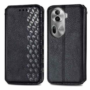 For OPPO Reno11 Pro 5G EU Cubic Grid Pressed Magnetic Leather Phone Case(Black)