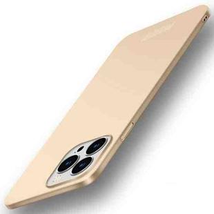 For iPhone 15 Pro PINWUYO Micro-Frosted PC Ultra-thin Hard Phone Case with Magsafe Magnetic Ring(Gold)