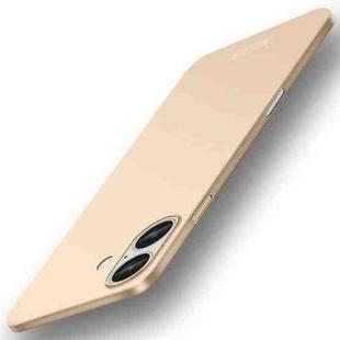 For iPhone 16 Plus PINWUYO Micro-Frosted PC Ultra-thin Hard Phone Case with Magsafe Magnetic Ring(Gold)