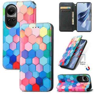 For OPPO Reno10 / 10 Pro Global CaseNeo Colorful Magnetic Leather Phone Case(Colorful Cube)