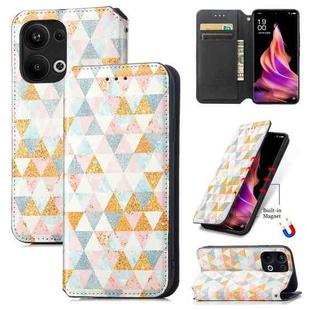 For OPPO Reno9 Pro+ CaseNeo Colorful Magnetic Leather Phone Case(Rhombus)