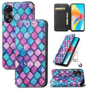 For OPPO A78 4G CaseNeo Colorful Magnetic Leather Phone Case(Purple Scales)