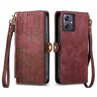 For OPPO Reno11 F 5G Geometric Zipper Wallet Side Buckle Leather Phone Case(Red)