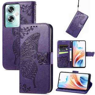 For OPPO A79 5G / A2 5G Butterfly Love Flower Embossed Leather Phone Case(Dark Purple)