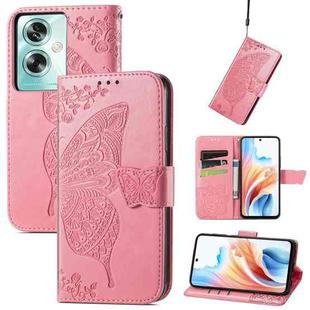 For OPPO A79 5G / A2 5G Butterfly Love Flower Embossed Leather Phone Case(Pink)