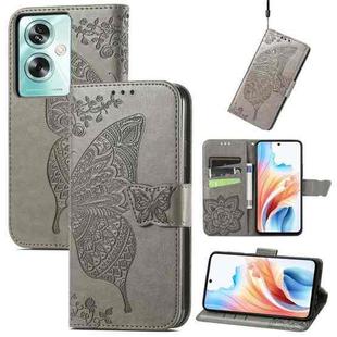 For OPPO A79 5G / A2 5G Butterfly Love Flower Embossed Leather Phone Case(Grey)