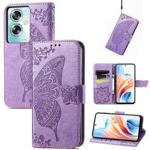 For OPPO A79 5G / A2 5G Butterfly Love Flower Embossed Leather Phone Case(Light Purple)